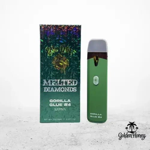 Big Chief Dispositivo Americano 2ML with Melted Diamonds packaging for Gorilla Glue #4 Sativa flavor, showcasing a modern design.