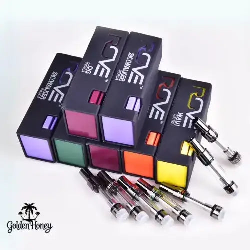 Rove Cartucho Americano de 1ml en varios colores y botellas con extracto puro, perfecto para usuarios ilimitados.