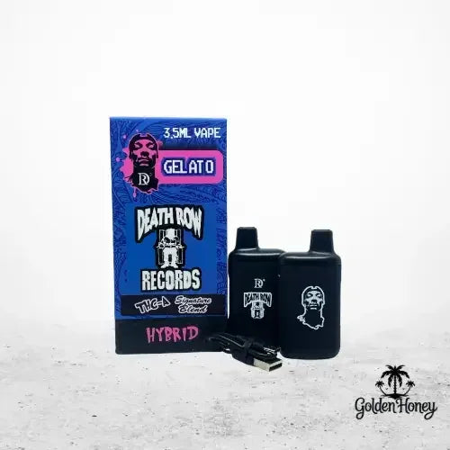 Death Row Dispositivo 3.5ML Gelato vape, featuring sleek design and Snoop Dogg's legacy branding.