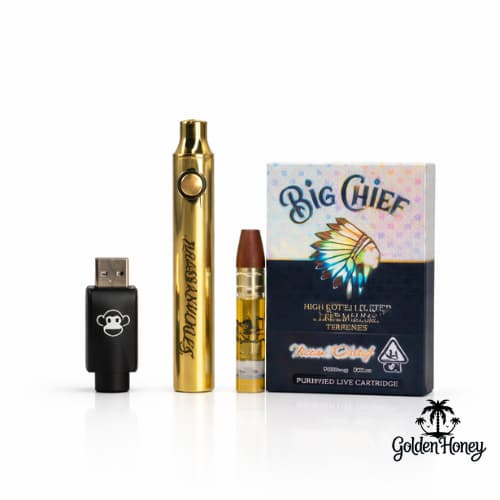 Kit Destilado THC Importado Americano con batería rosca 510, cargador y cartucho Big Chief.