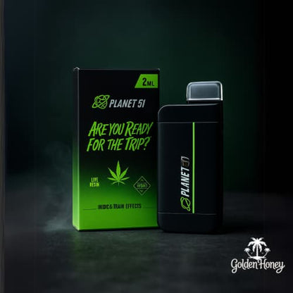 Planet51 2ML device with packaging, featuring a sleek design and tagline 'Are you Ready for the Trip?'.