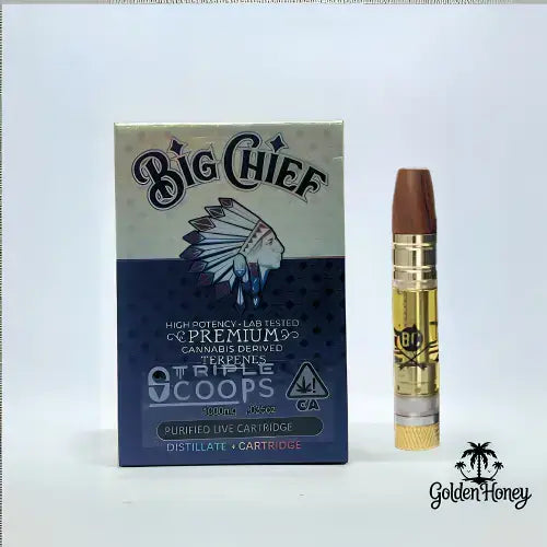 Big Chief cartucho Americano de 1ml con extracto de THC, presentación en caja premium.